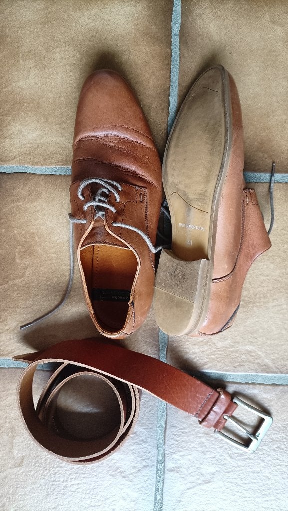 Nette heren (veter) schoenen van leer van Sacha, maat 41., Ophalen of Verzenden, Bruin