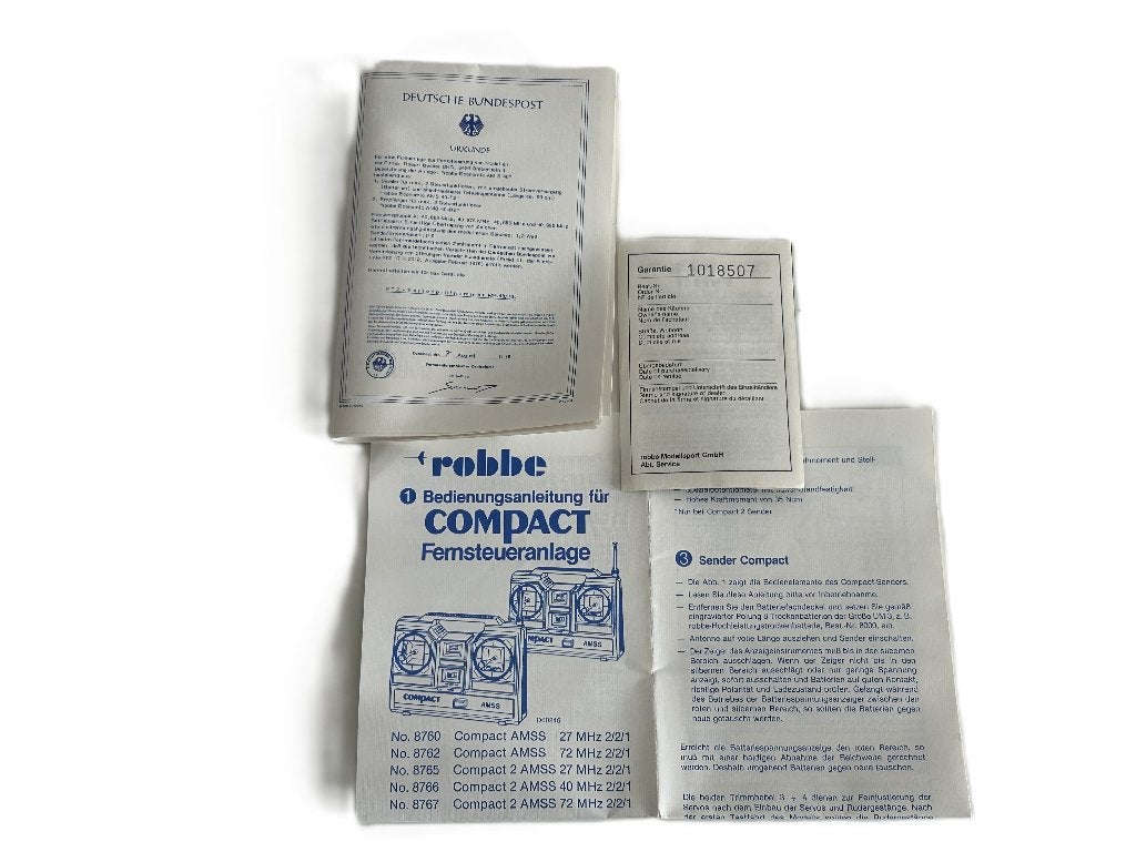 Vintage handleidingen/ documentatie Robbe Compact rc, Verzenden, Gebruikt, Overige schalen, Onderdeel