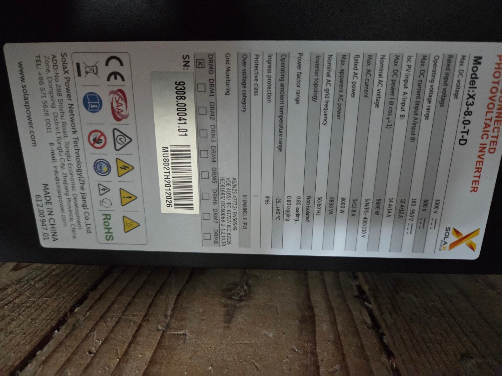 SolaX Power X3-8.0-T-D Omvormer - Zo goed als nieuw, Ophalen, Gebruikt, Overige typen, 200 wattpiek of meer