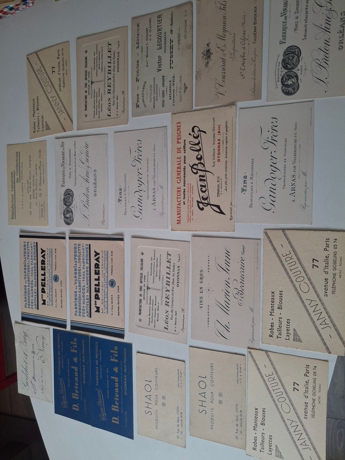 Collectie 25+ vintage Franse reclamekaarten/visitekaartje, Ophalen of Verzenden