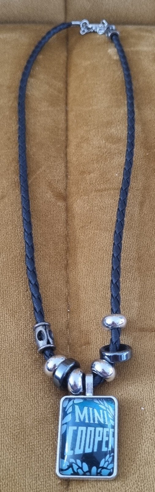 Leren ketting met hanger Mini Cooper, Zwart, Nieuw, Ophalen of Verzenden, Overige materialen