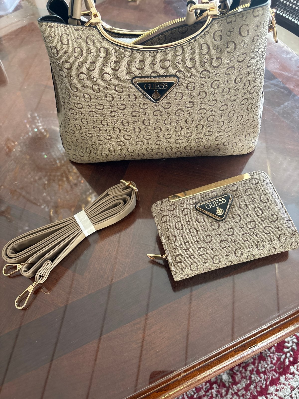 Stijlvolle handtas met bijpassende portemonnee, Sieraden, Tassen en Uiterlijk, Ophalen of Verzenden, Nieuw, Beige, Handtas