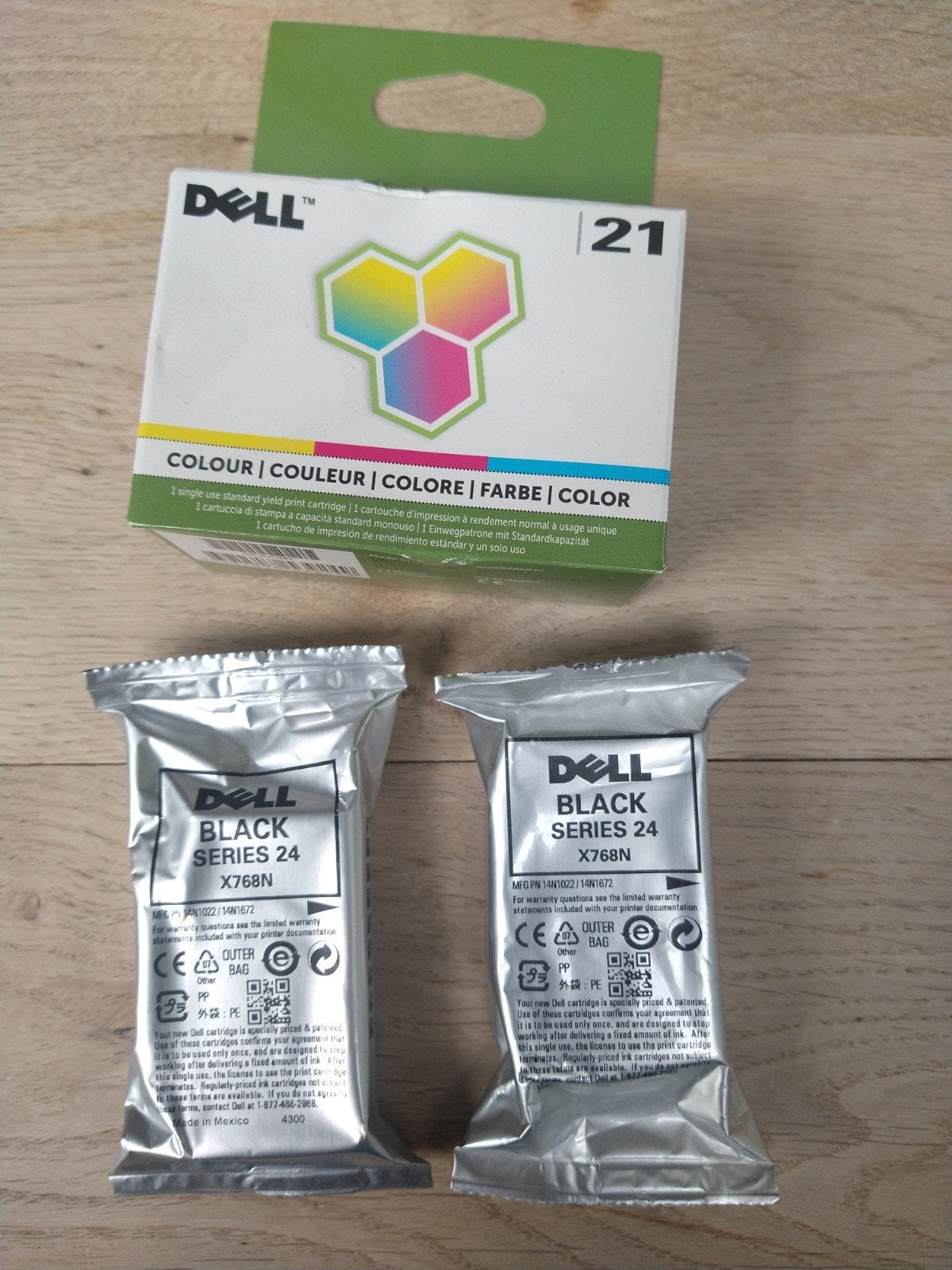 Dell Inktcartridges: 1x Kleur (21) en 2x Zwart (24), Ophalen of Verzenden, Nieuw, Cartridge, Dell