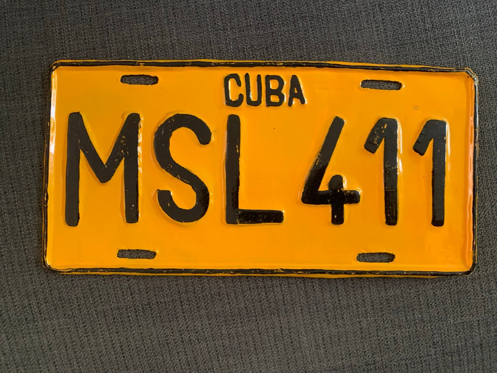 Cuba Kentekenplaat MSL 411 - Vintage Decoratie, Ophalen of Verzenden, Gebruikt
