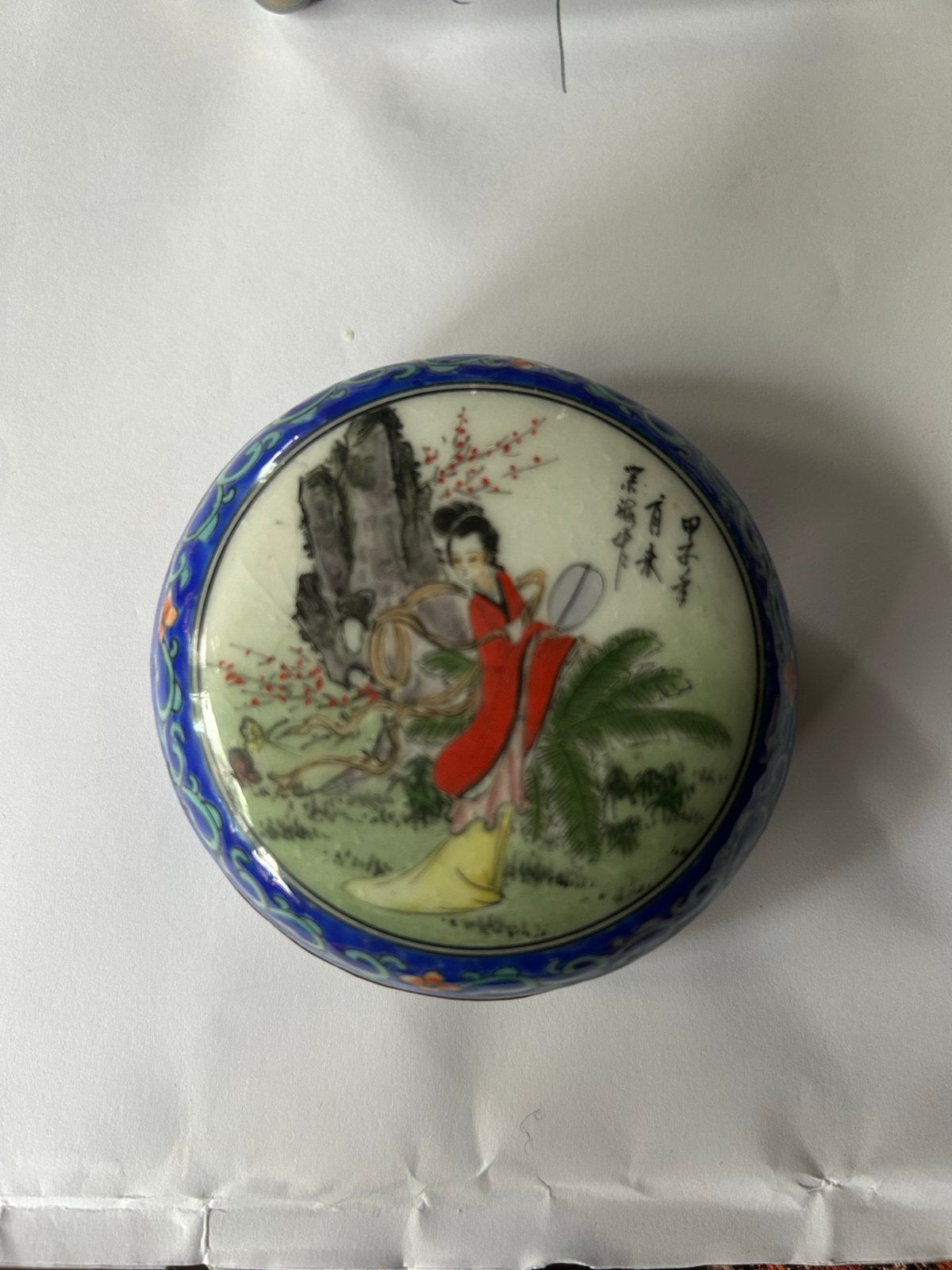 Chinees cloisonne doosje- 7 cm diamhoog 3 cm, Ophalen of Verzenden