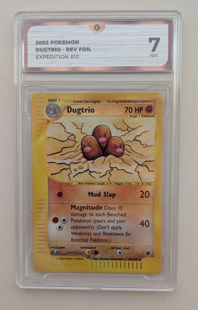 Pokémon kaart Dugtrio 10/165 - Expedition Base Set: Grade 7, Ophalen of Verzenden, Zo goed als nieuw, Losse kaart, Foil