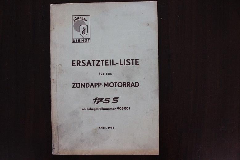 Zündapp 175S 1956 motorrad ersatzteil liste 175 S, Ophalen of Verzenden, Overige merken