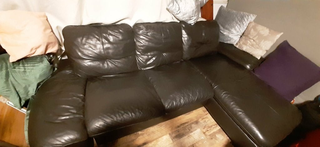 Bank leder IKEA, Huis en Inrichting, Ophalen, 250 tot 300 cm, Gebruikt, Hoekbank