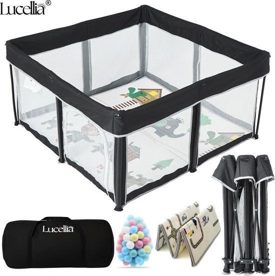 Lucellia Grondbox Baby 125x125x70 cm - zwart - inklapbaar, Overige typen, Ophalen of Verzenden, Zo goed als nieuw, Lucellia