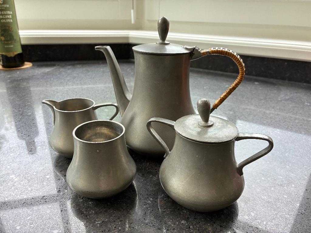 Tinnen koffieservies, Antiek en Kunst, Ophalen of Verzenden
