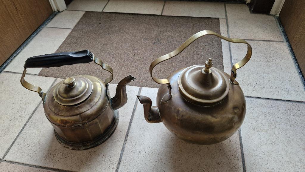 2 antieke koperen waterketels, Antiek en Kunst, Antiek | Koper en Brons, Ophalen of Verzenden, Koper