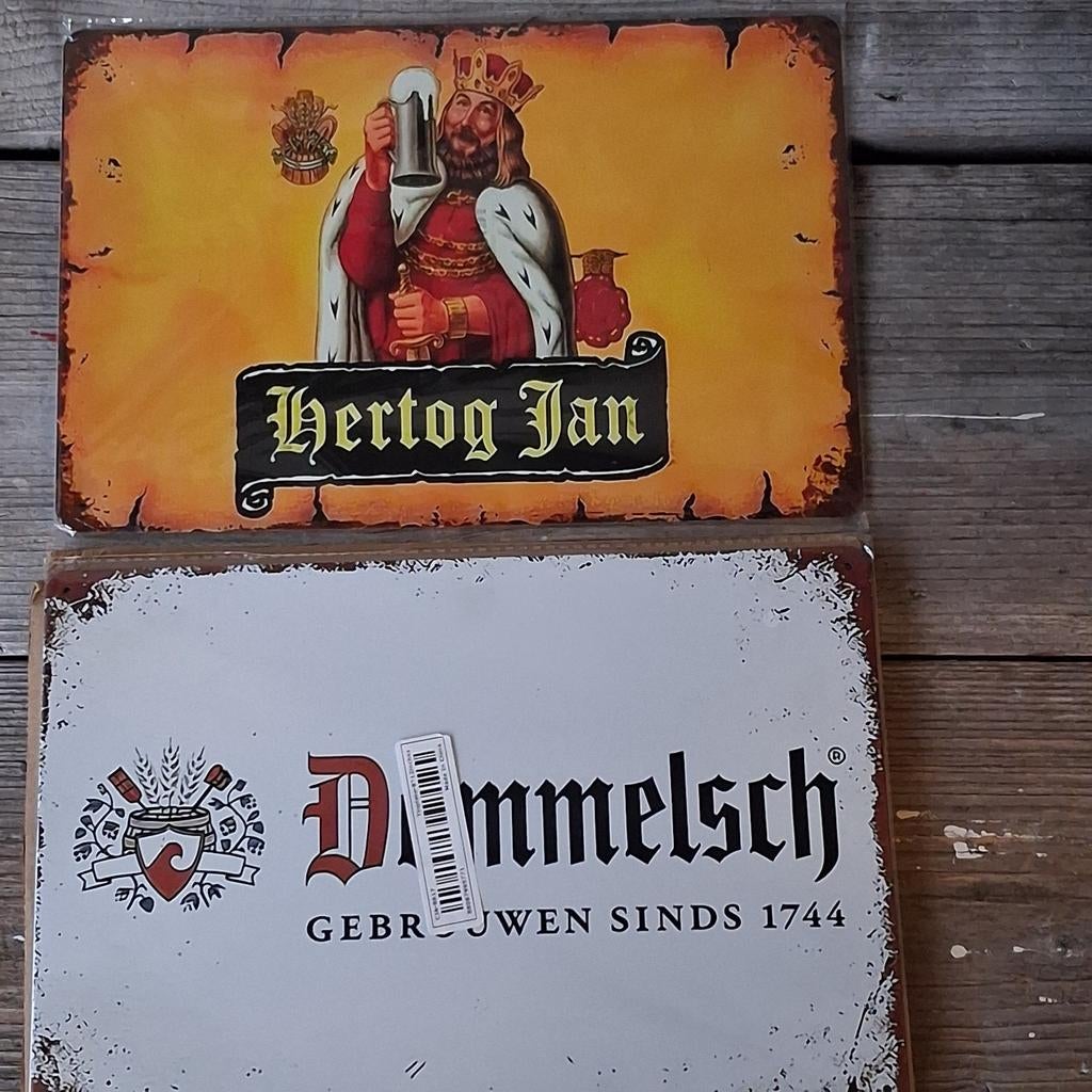 Mooie stalen bordjes Dommelsch bier en Hertog Jan bier, Verzamelen, Merken en Reclamevoorwerpen, Ophalen of Verzenden