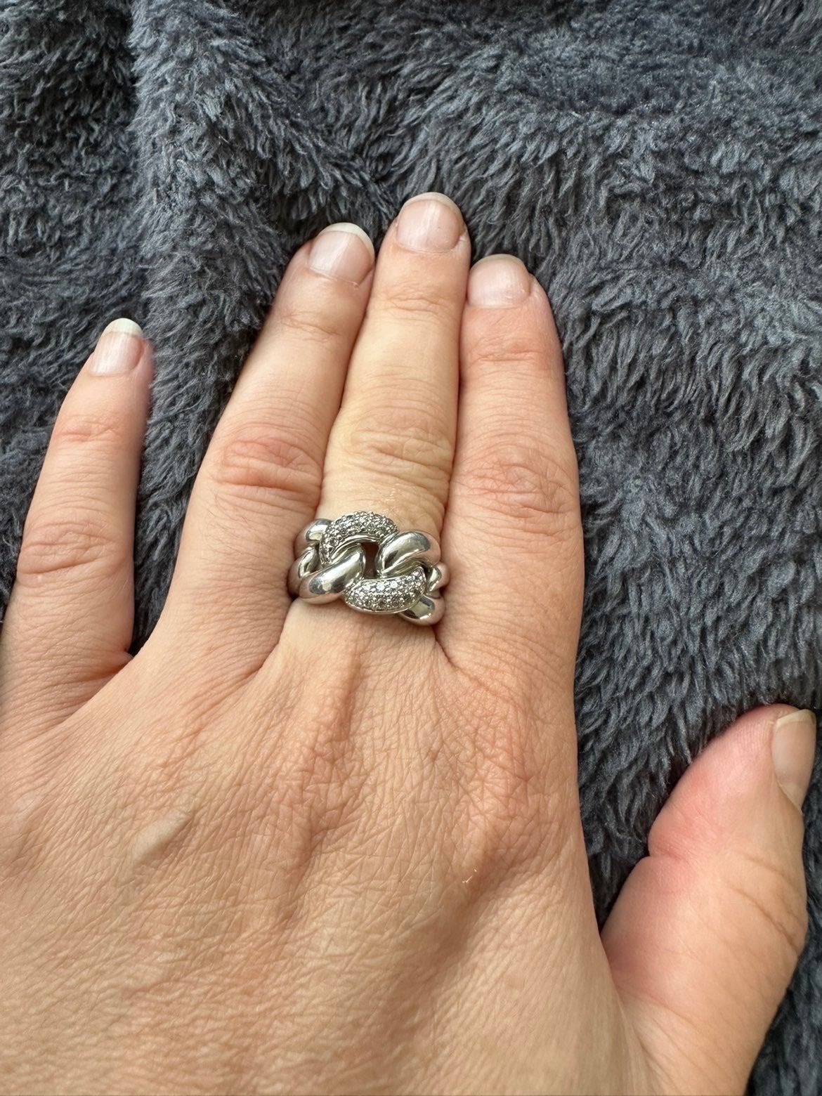 Echt zilveren ring met strass, Ophalen of Verzenden, Zo goed als nieuw, Dame, Zilver