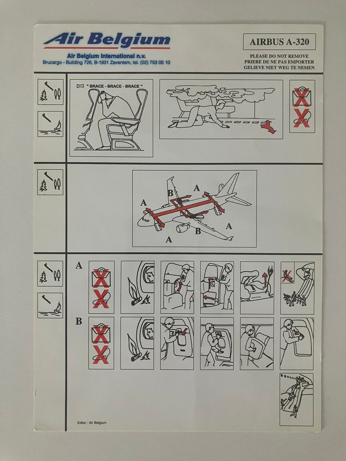 Safety card Air Belgium A320, Verzenden, Gebruikt, Overige typen