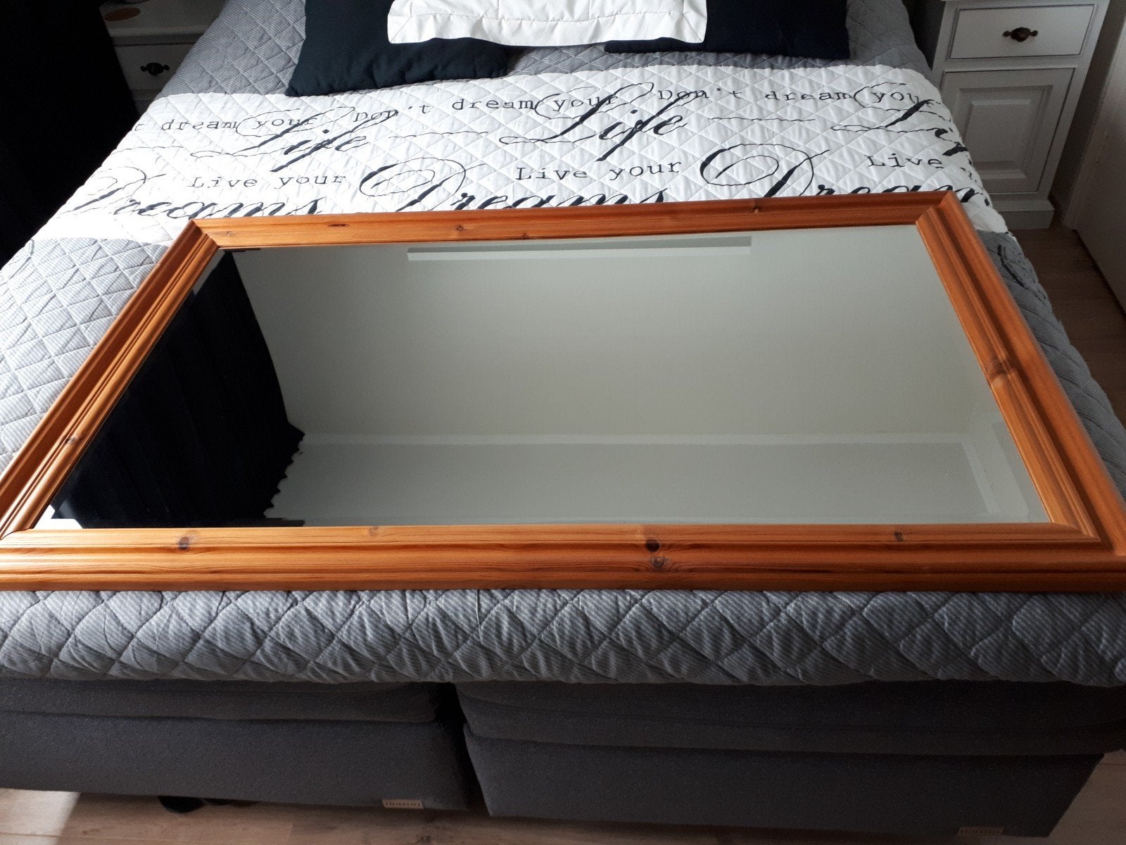 Grote spiegel met geslepen glas 130x80cm, Ophalen, 100 tot 150 cm, Zo goed als nieuw, 75 tot 100 cm