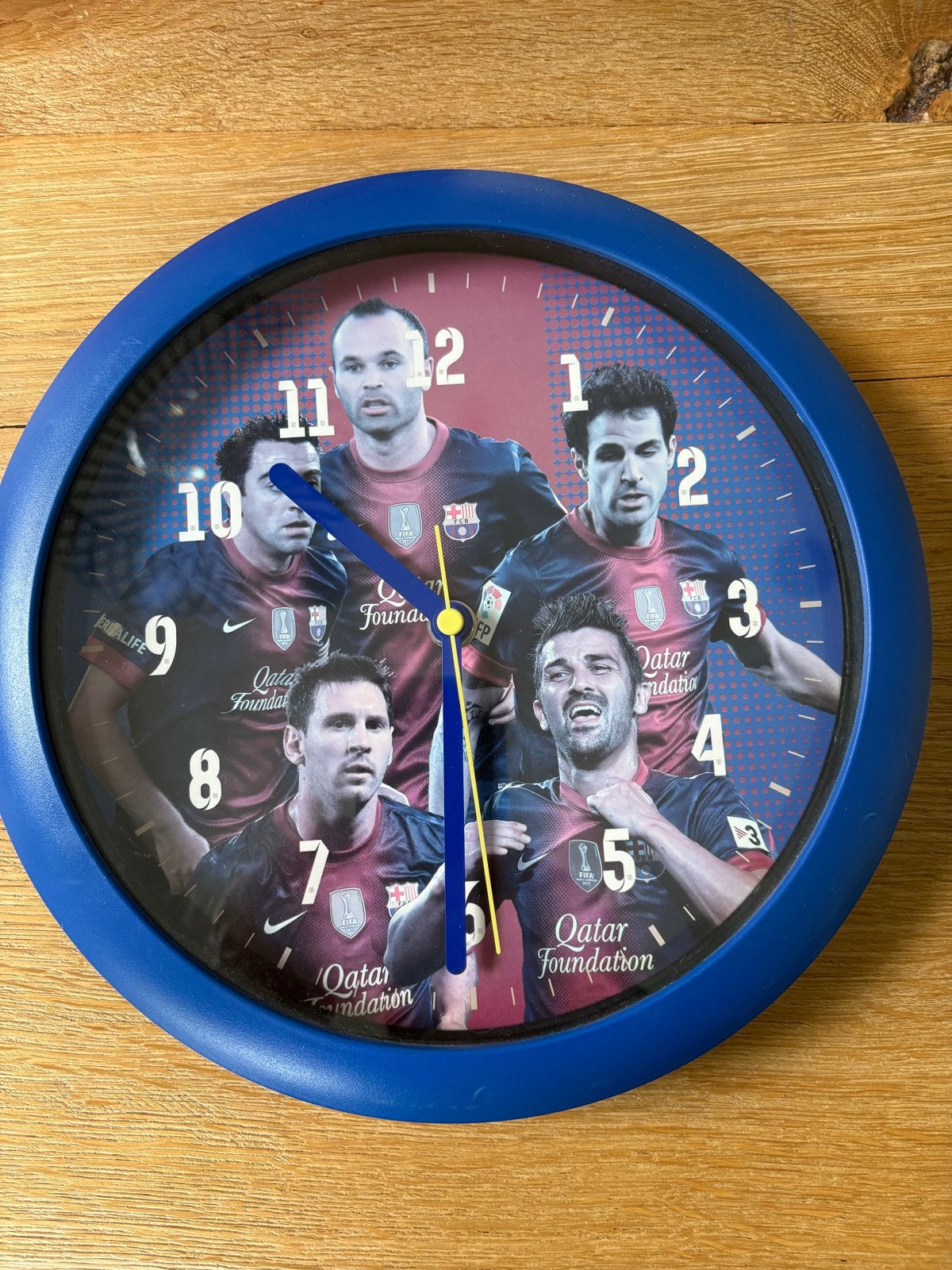 FC Barcelona Wandklok - Blauw, Zo goed als nieuw, Ophalen, Wandklok, Analoog, Werkt op batterijen