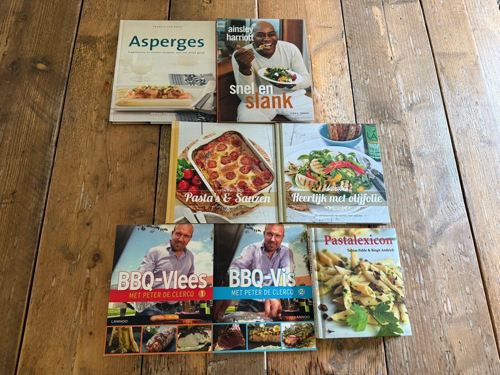7 kookboeken: Asparagus, BBQ, Pasta, Olijfolie & meer, Boeken, Hoofdgerechten, Gezond koken, Overige gebieden, Ophalen