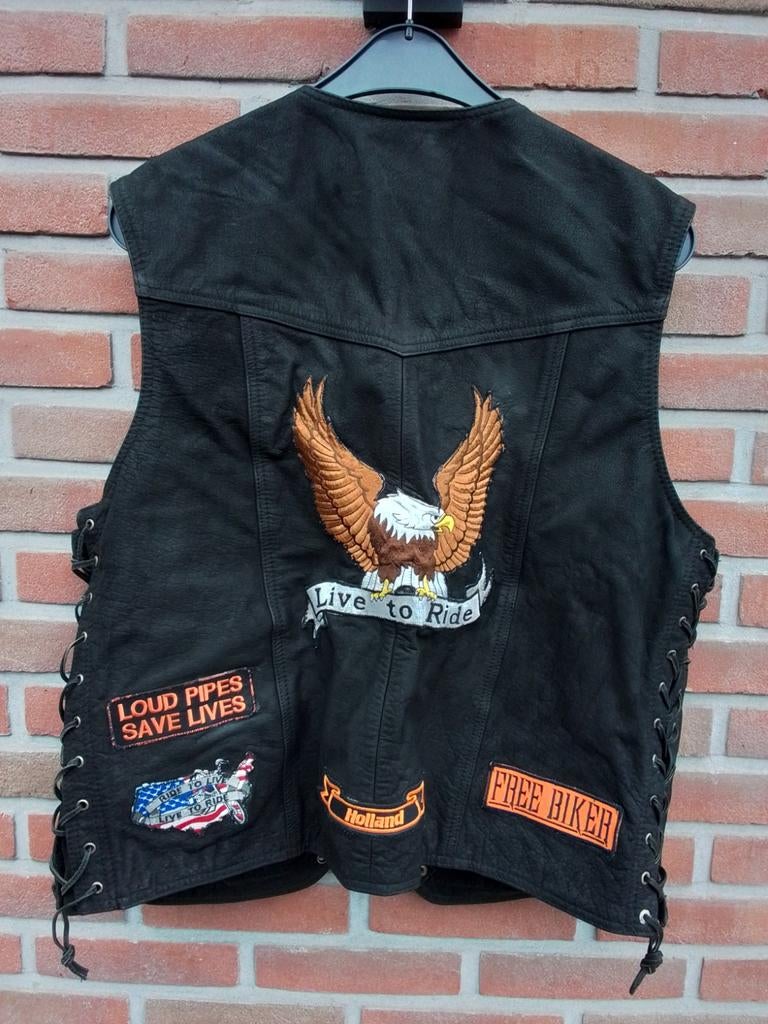 Leren / lederen motorvest / gilet heren maat 3XL, Ophalen of Verzenden, Tweedehands, Heren, Jas | leer