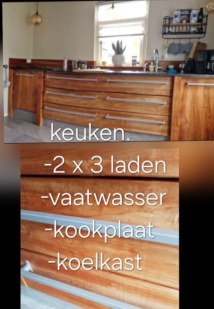 Complete keuken met inbouwapparatuur en aanrechtblad, Ophalen, Gebruikt, Bruin, 100 tot 150 cm