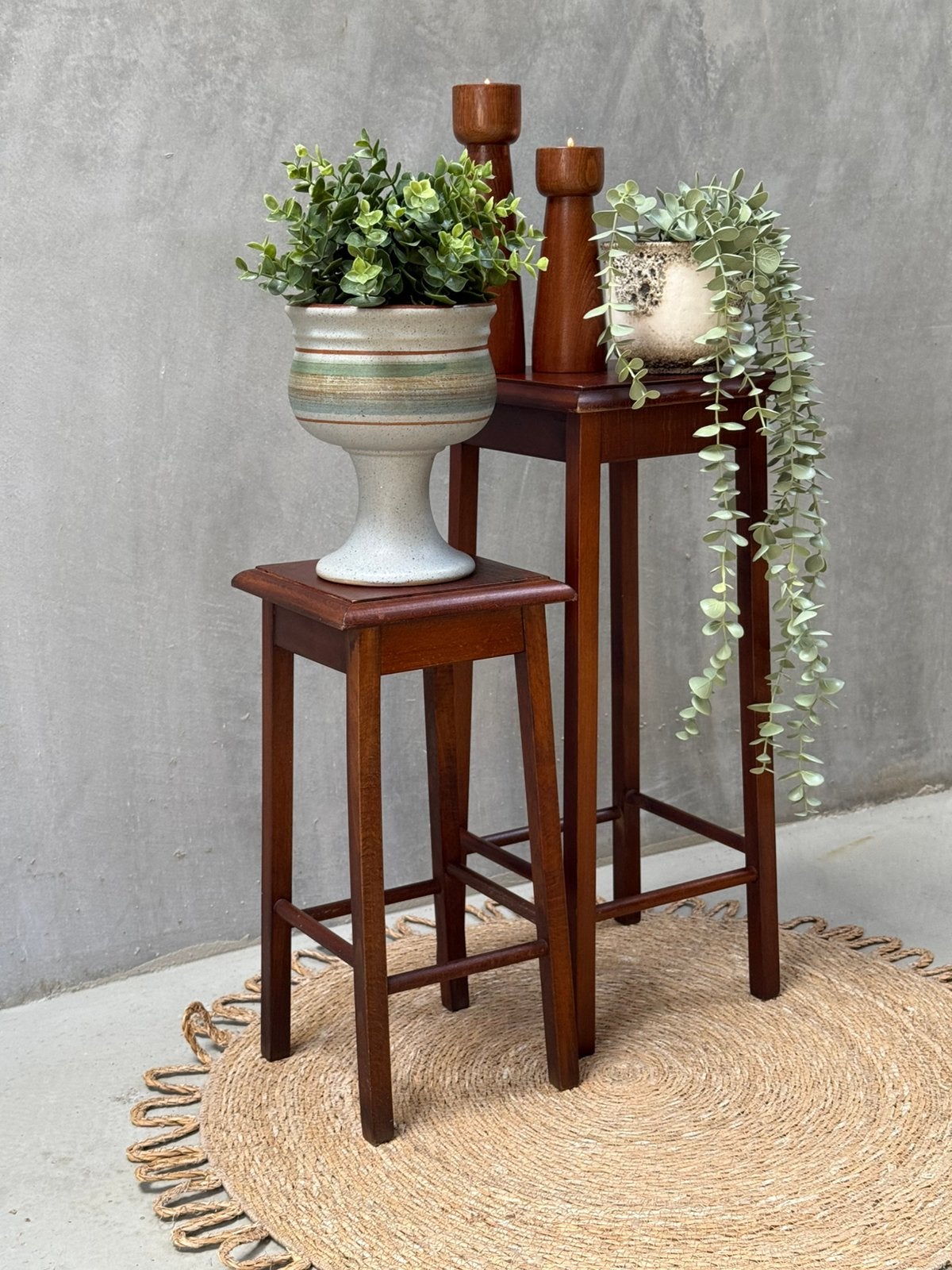 Plantentafeltjes / houten pilaren - set van twee, Huis en Inrichting, Woonaccessoires | Zuilen en Pilaren, Ophalen, Gebruikt, Q