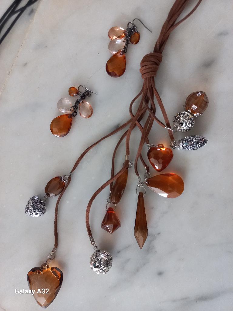3 lang suede veter kettingen zwart en bruin, Overige materialen, Zwart, Met hanger, Ophalen of Verzenden