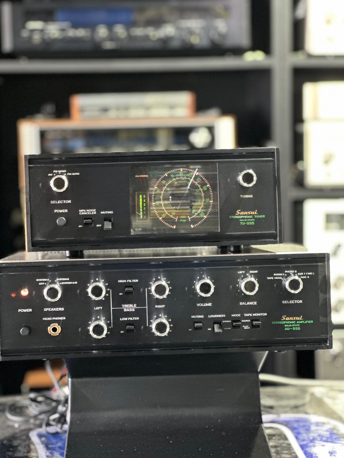 Sansui AU-555 + Sansui TU-555 – Originele Vintage Set, Overige merken, Sansui, Tuner of Radio, MP3-aansluiting