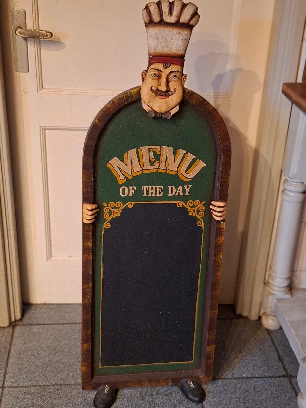 Uniek Krijtbord 'Menu van de Dag' met Chef-kok Figuur, Ophalen
