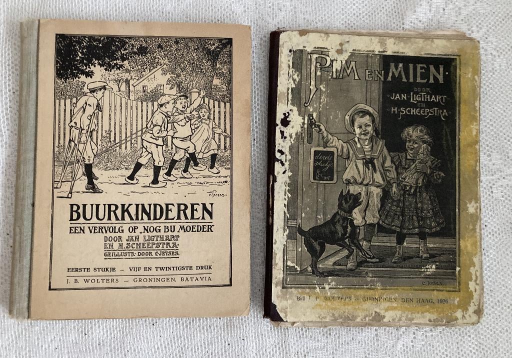 2x Antieke leesboekjes - kinderboekjes / 1949 & 1926, Antiek en Kunst, Ophalen of Verzenden, Jan Ligthart en H. Scheepstra
