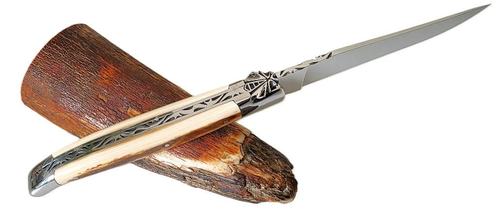 Nieuw Zakmes Laguiole MICKAEL GINISTY FossielMammoet 12cm., Verzamelen, Verzenden, Overige soorten, Overige gebieden, Mes of Dolk