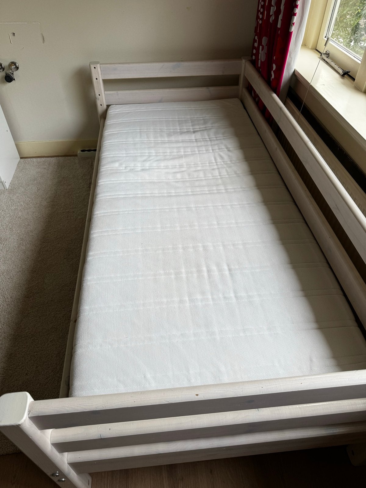 Flexa Halfhoogslaper 90x200cm met verhogers en speelruimte, Ophalen, 90 cm, Eenpersoons, Wit