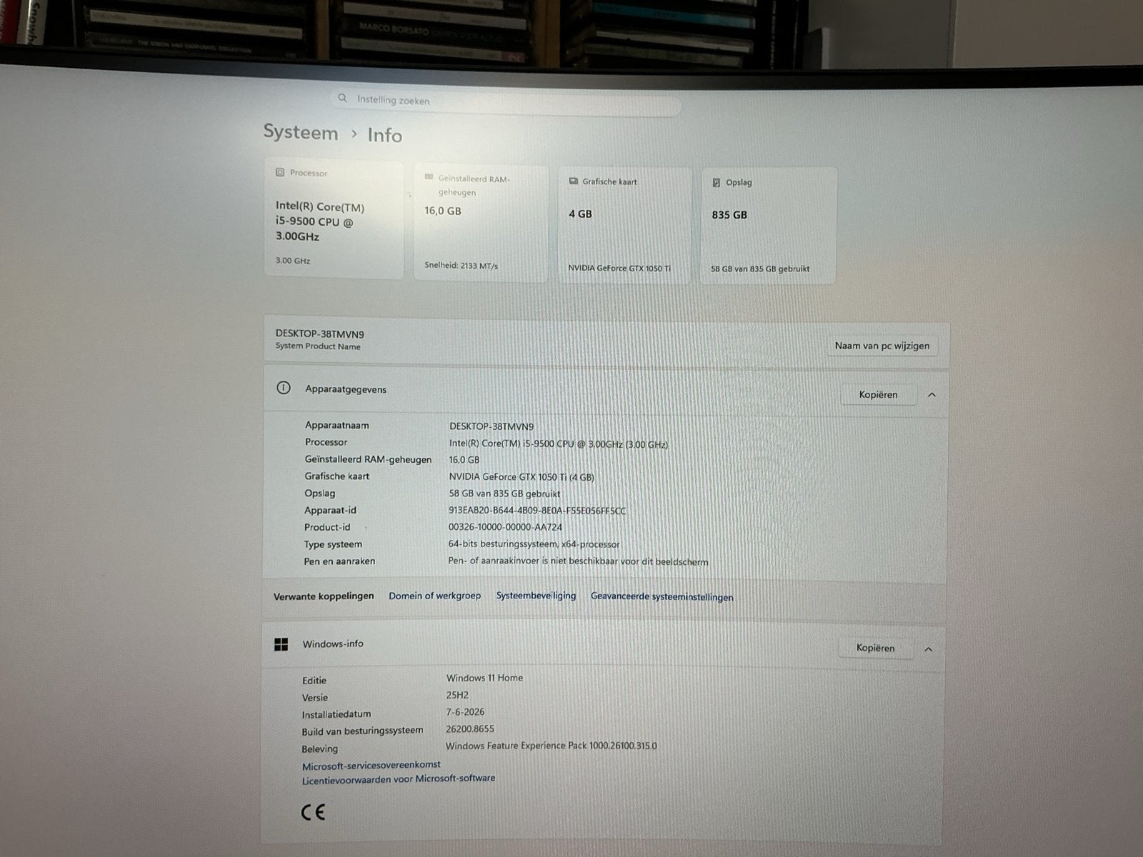 Gaming PC Intel i5-9500, 16GB RAM, GTX 1050 Ti, 835GB opslag, Computers en Software, Ophalen, Gebruikt, HDD, 2 tot 3 Ghz