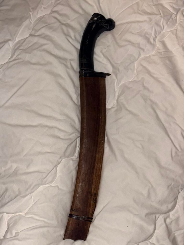 Golok Sumatra Kapmes met hoornen greep, Ophalen of Verzenden