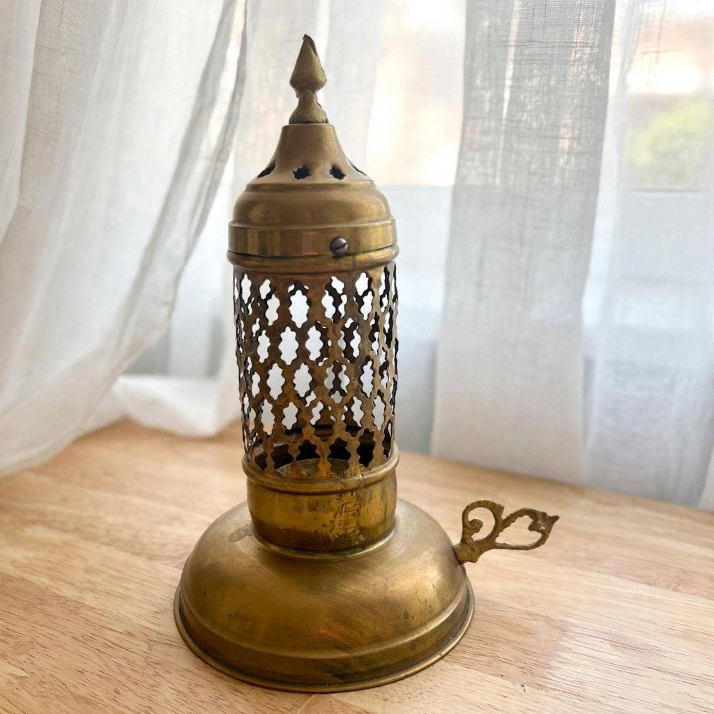 Vintage Marokkaanse Messing Toren Wierookbrander - 21cm, Ophalen of Verzenden, Overige materialen