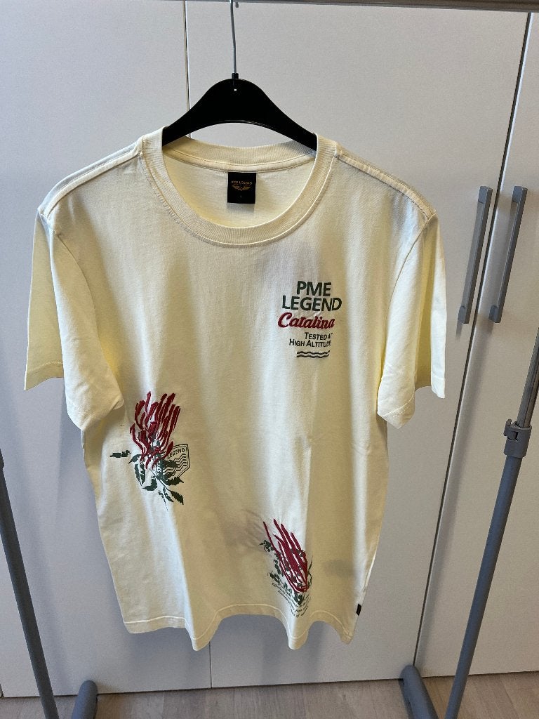 PME legend - T-shirt Catalina - Crème - Maat L - ZGAN, Maat 52/54 (L), Beige, Ophalen of Verzenden, Zo goed als nieuw