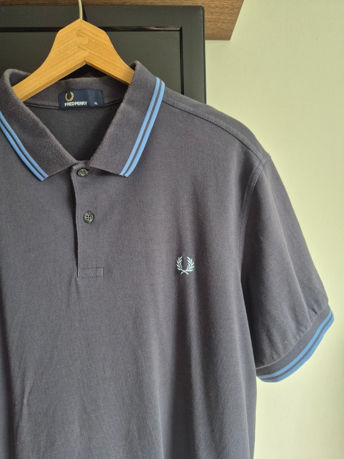 Fred Perry heren polo XL blauw met lichtblauwe bies, Ophalen of Verzenden, Fred Perry