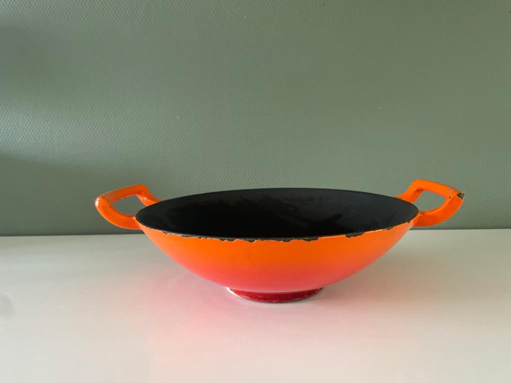 Gietijzeren wok pan - 30cm doorsnede, Ophalen, Metaal, Oranje, Overige typen