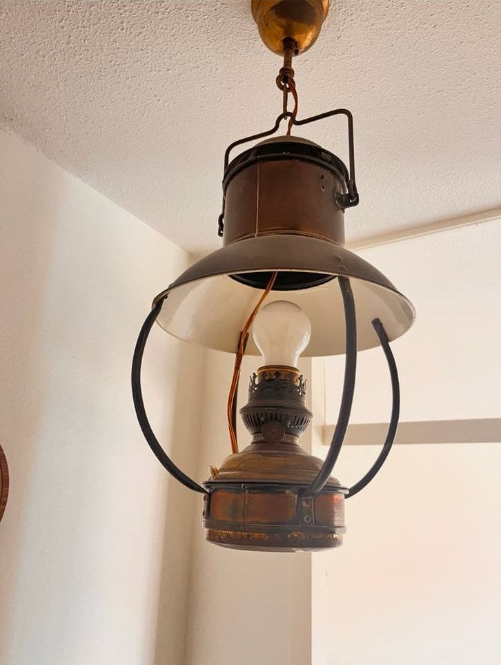 Originele Messing Trawlerlamp – Elektrisch, Overige materialen, Gebruikt, Nautisch vintage, E27 (groot)