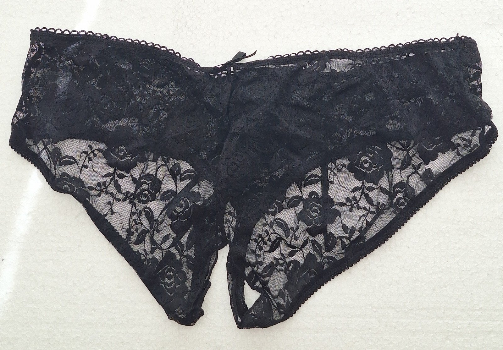 Sexy nieuwe zwarte 'open kruis' slip maat L (42-44), Verzenden, Zwart, Slip