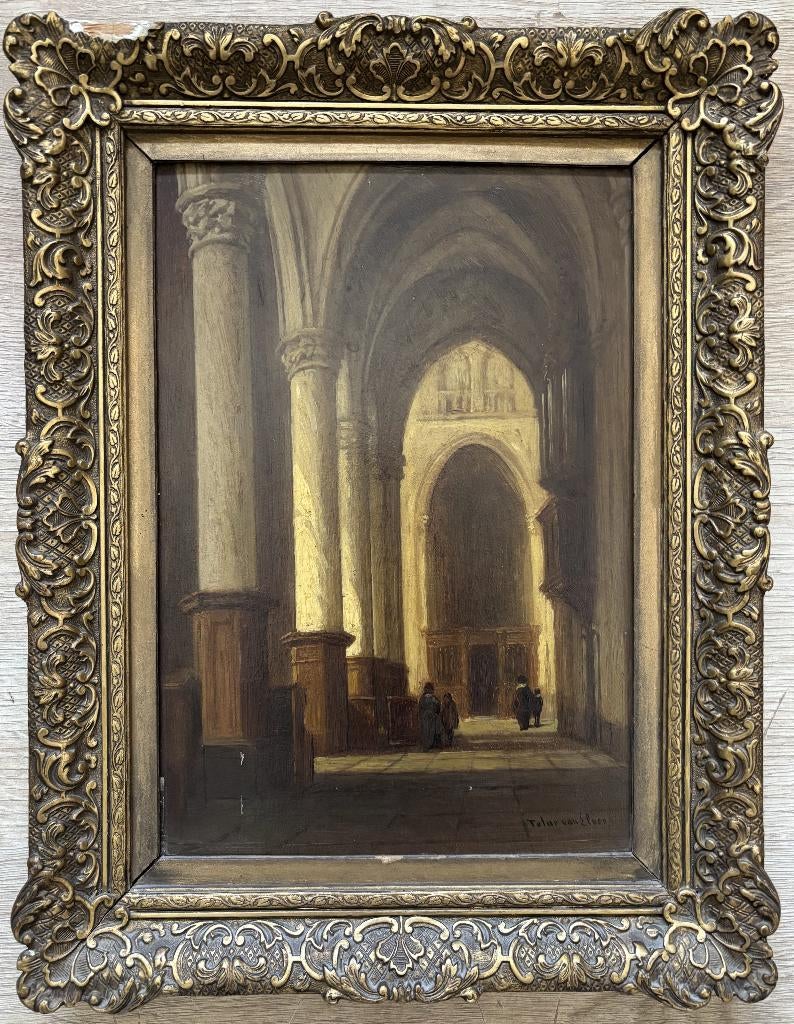 J.B. Tetar van Elven (1805-1889) -  Kerkinterieur, Antiek en Kunst, Kunst | Schilderijen | Klassiek, Ophalen of Verzenden