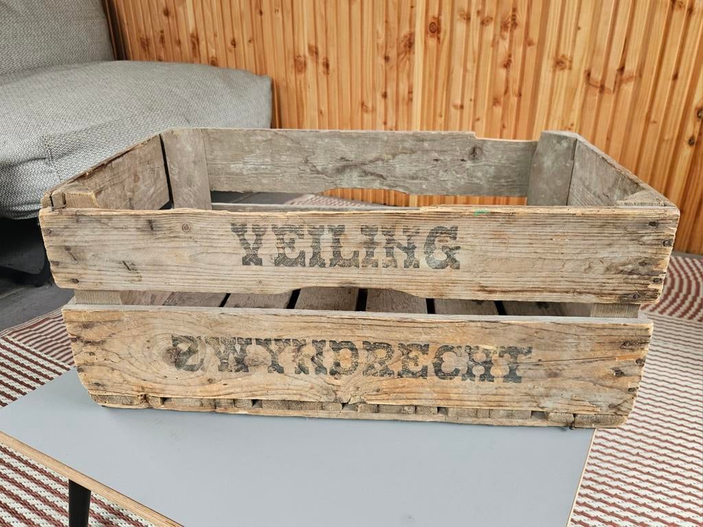 Vintage houten veilingkist Zwijndrecht, Ophalen, Gebruikt, 50 tot 100 cm, Minder dan 50 cm