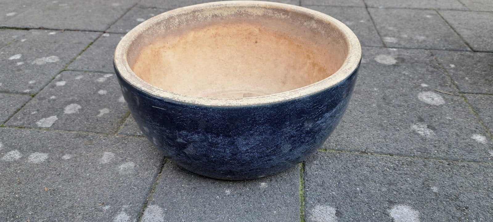 Blauwe geglazuurde keramieken bloempot - Ø 33cm, Gebruikt, Minder dan 40 cm, Aardewerk, Ophalen