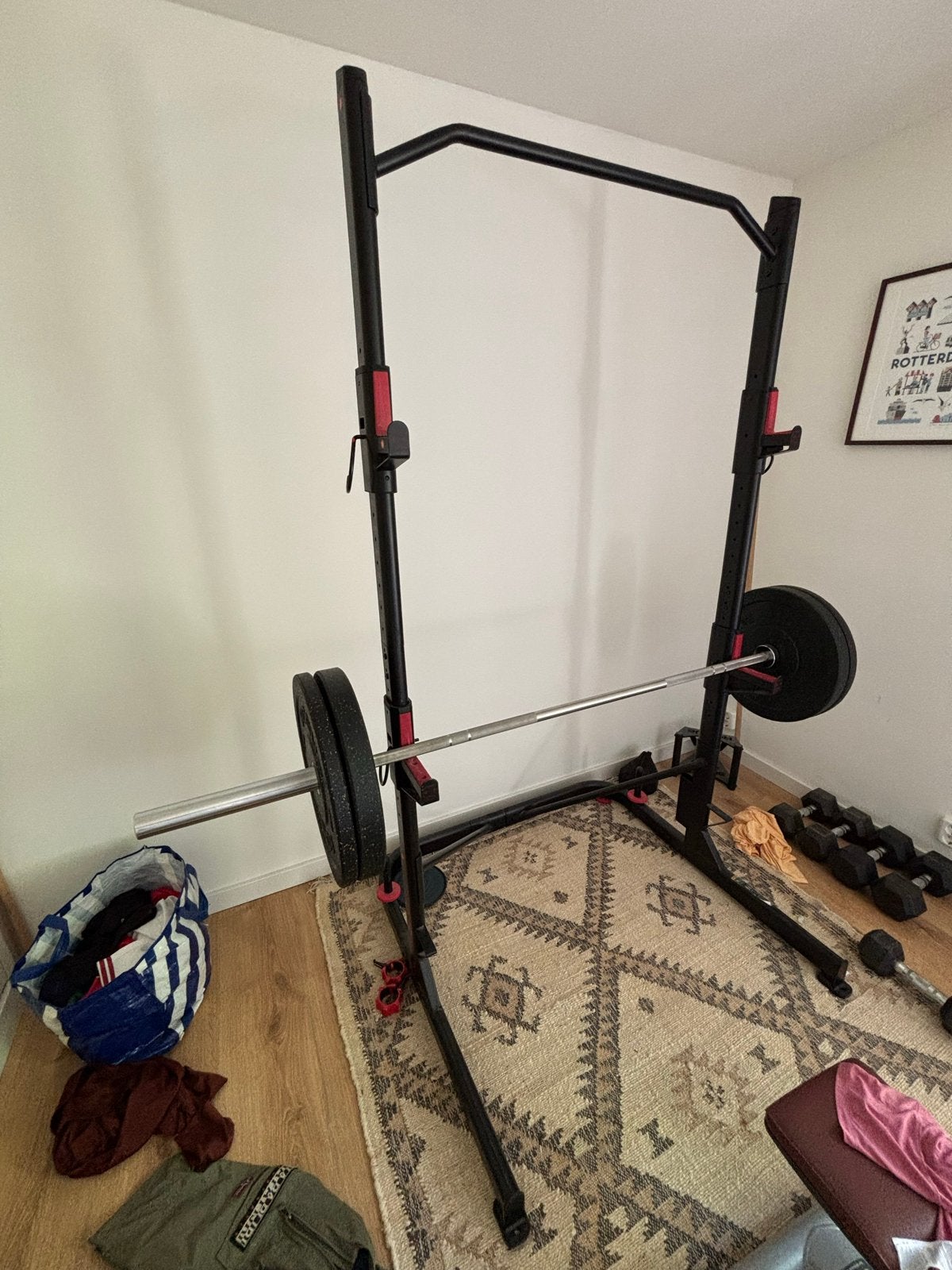 Domyos 900 Squat Rack / Krachtstation met optrekstang, Ophalen, Benen, Krachtstation, Zo goed als nieuw