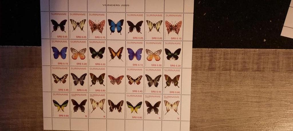Suriname postzegels - Volledig vel vlinders 2005, Verzenden, Postfris
