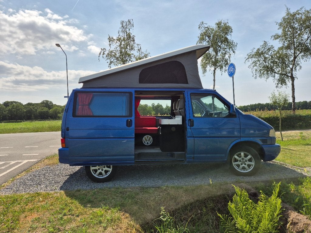 Camper bus Volkswagen Transporter VW T4 2002 Blauw 2.5 TDI, Voorwielaandrijving, Stof, Overige carrosserieën, Blauw