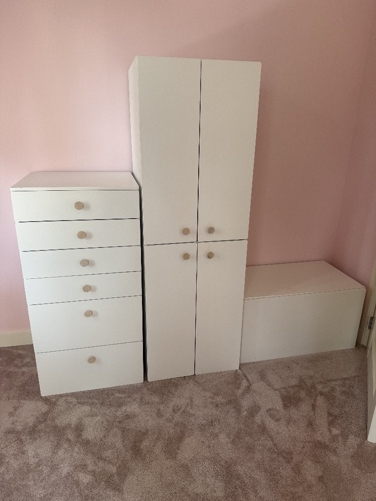 IKEA SMÅSTAD kinderkamer opbergset - kast + bank, wit, Ophalen, Gebruikt, 50 tot 70 cm, 105 cm of meer