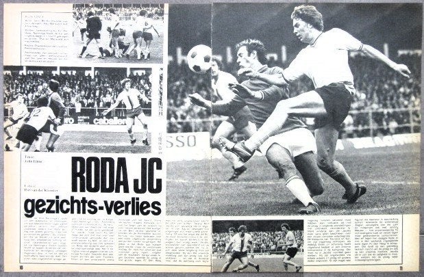 Voetbal artikels en posters NL clubs 1975 Roda JC Telstar, Verzamelen, Ophalen of Verzenden, Zo goed als nieuw, Roda JC, Poster, Plaatje of Sticker