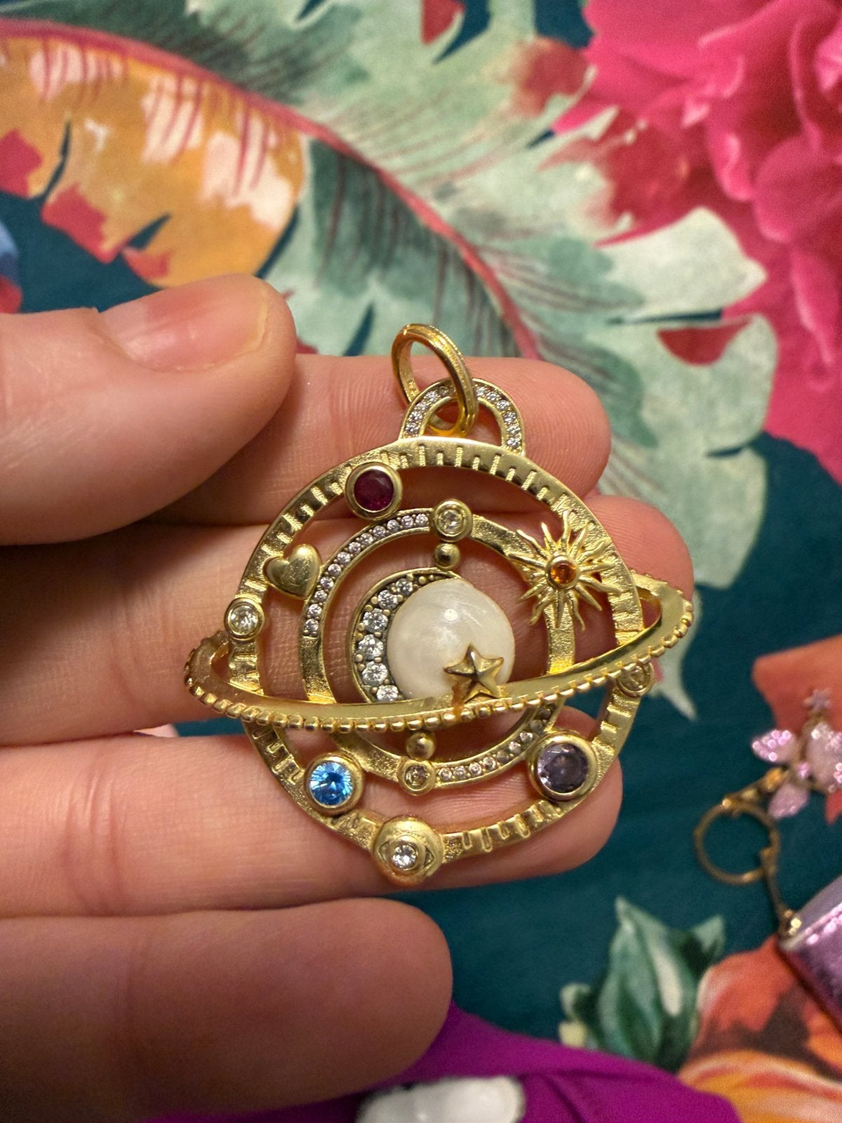 Zilveren goud vergulde amilet moon star heelal thomas sabo, Ophalen of Verzenden, Zo goed als nieuw, Goud, Zilver