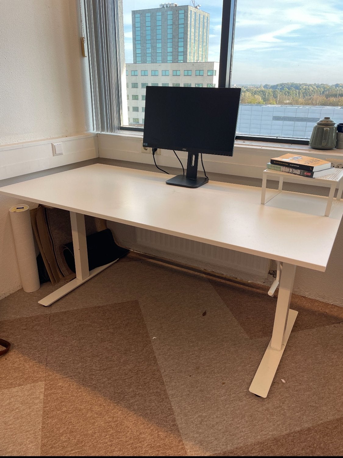Zit-sta bureau 160x80 cm IKEA, Huis en Inrichting, Ophalen, In hoogte verstelbaar, Gebruikt, Zit-sta bureau