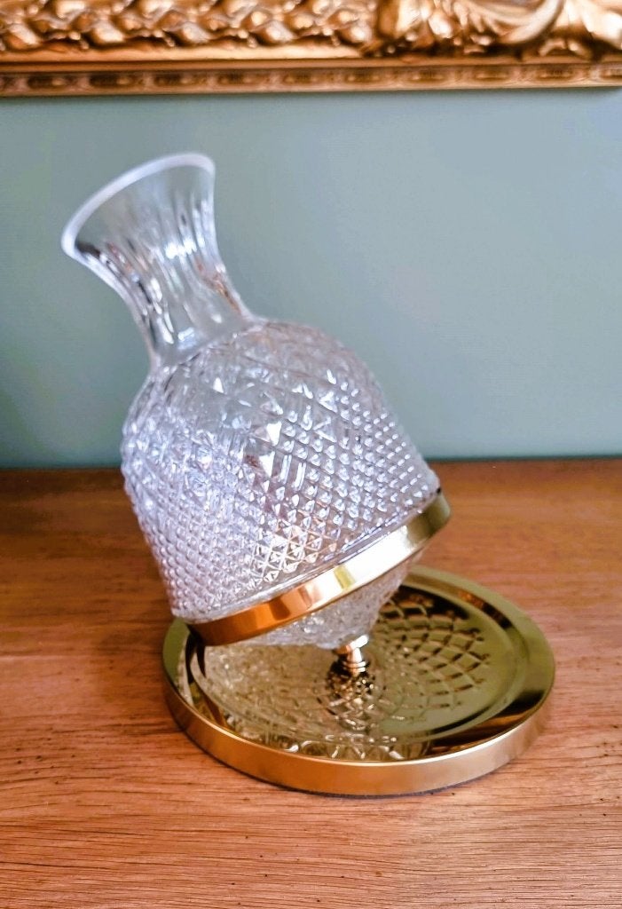 Karaf glas geslepen op voet., Antiek en Kunst, Ophalen of Verzenden