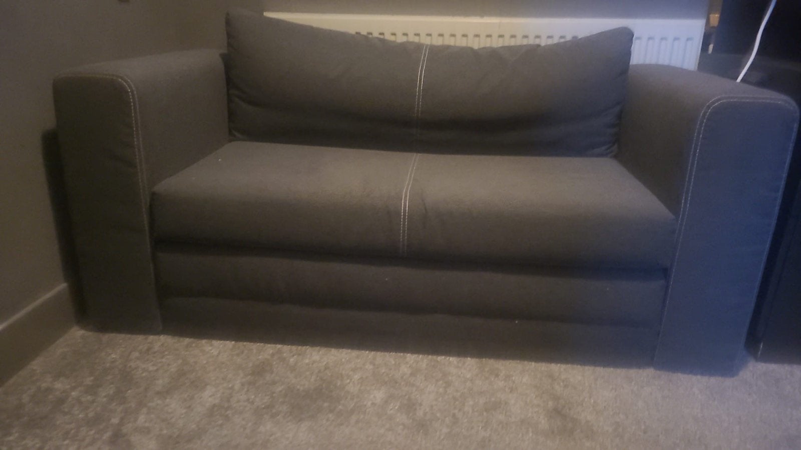 Grijze slaapbank - Compact en comfortabel, Gebruikt, Eenpersoons, Ophalen of Verzenden, 120 cm